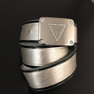 Guess | Silver Logo Belt Faux Leather Large  N01